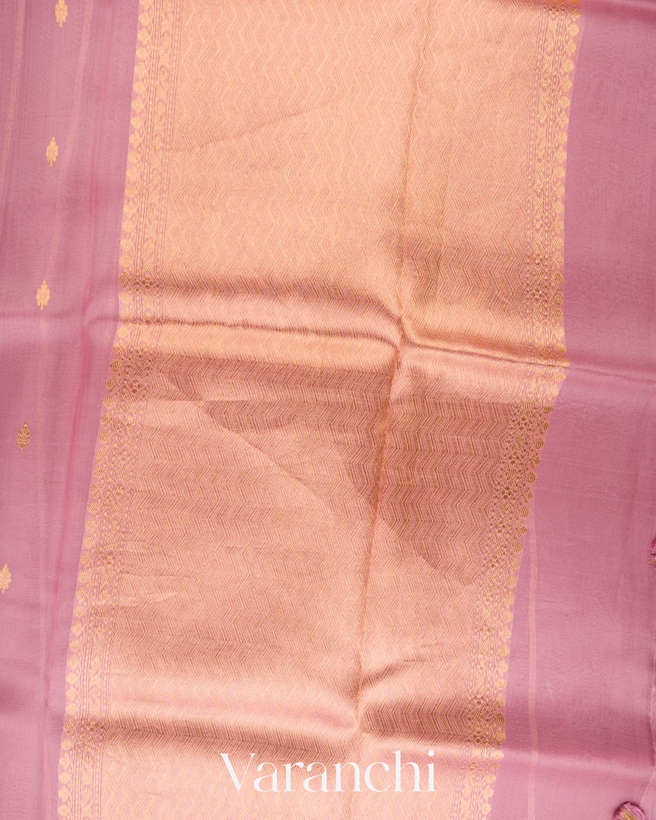 Dusty Rose Pink Borderless Pure Kora Silk Handloom Saree