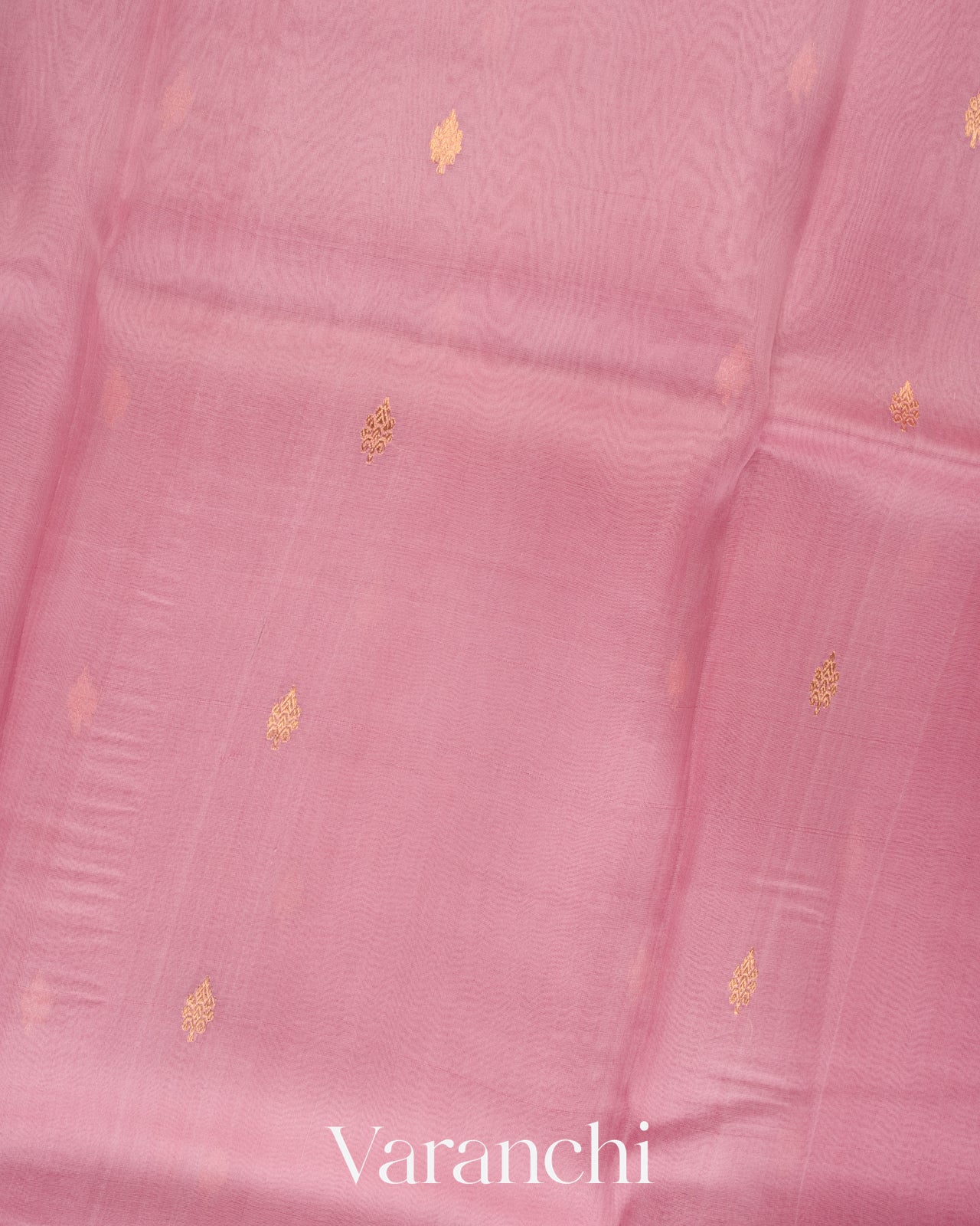 Dusty Rose Pink Borderless Pure Kora Silk Handloom Saree