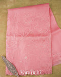 Blush Pink Floral Applique Pure Kora Silk Saree