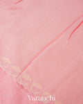 Blush Pink Floral Applique Pure Kora Silk Saree