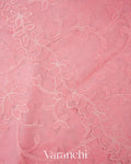 Blush Pink Floral Applique Pure Kora Silk Saree