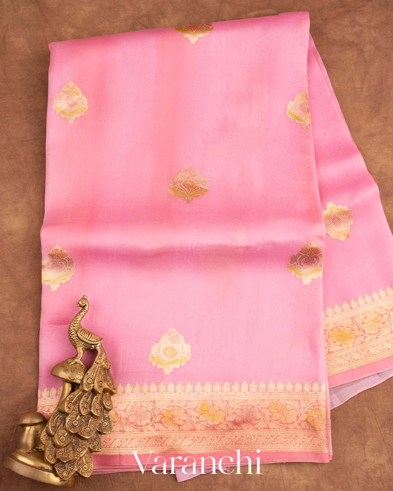 Baby Pink Pure Kora Silk Handloom Saree