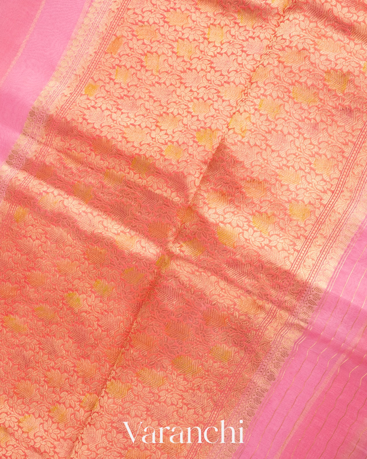 Baby Pink Pure Kora Silk Handloom Saree