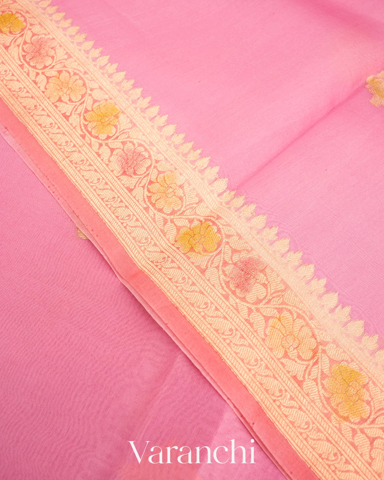Baby Pink Pure Kora Silk Handloom Saree
