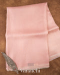 Soft Baby Pink Striped Pure Kora Silk Saree