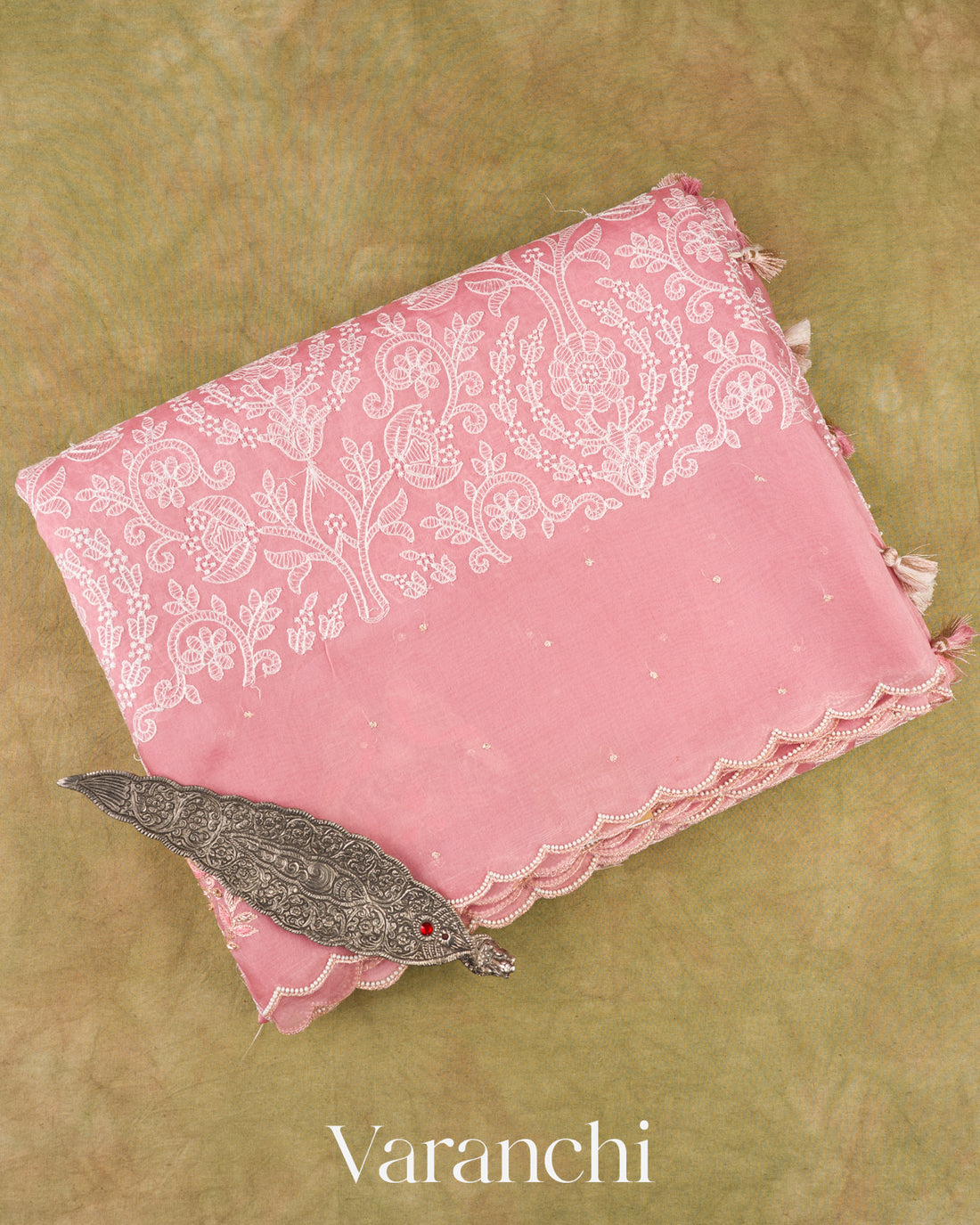 Rose Pink Pure Kora Silk Handloom Saree