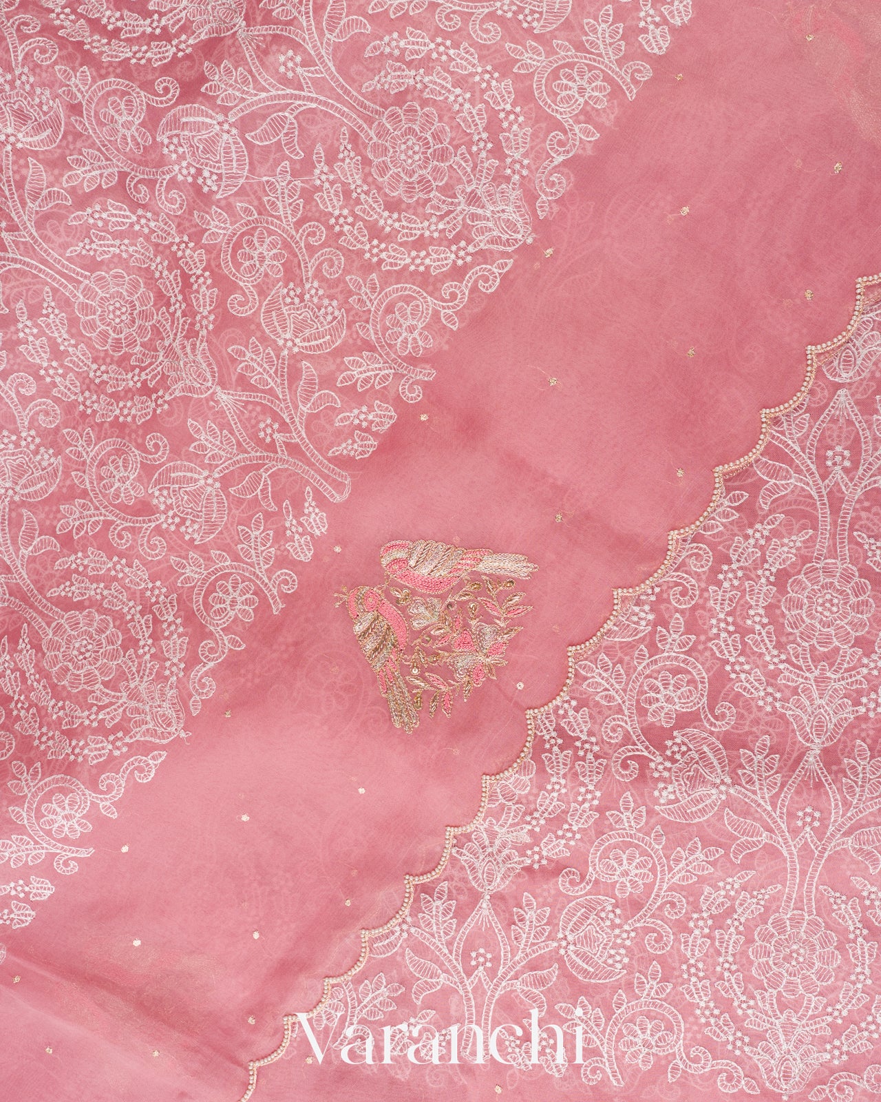 Rose Pink Pure Kora Silk Handloom Saree