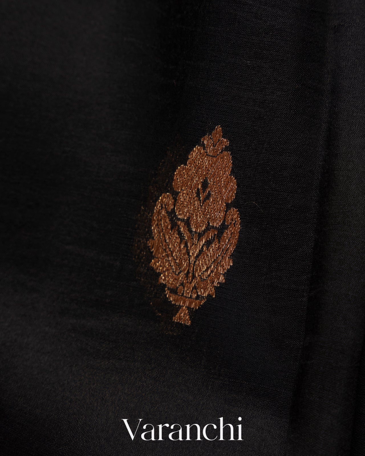Black Pure Kora Silk Handloom Saree