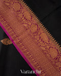 Black Pure Kora Silk Handloom Saree