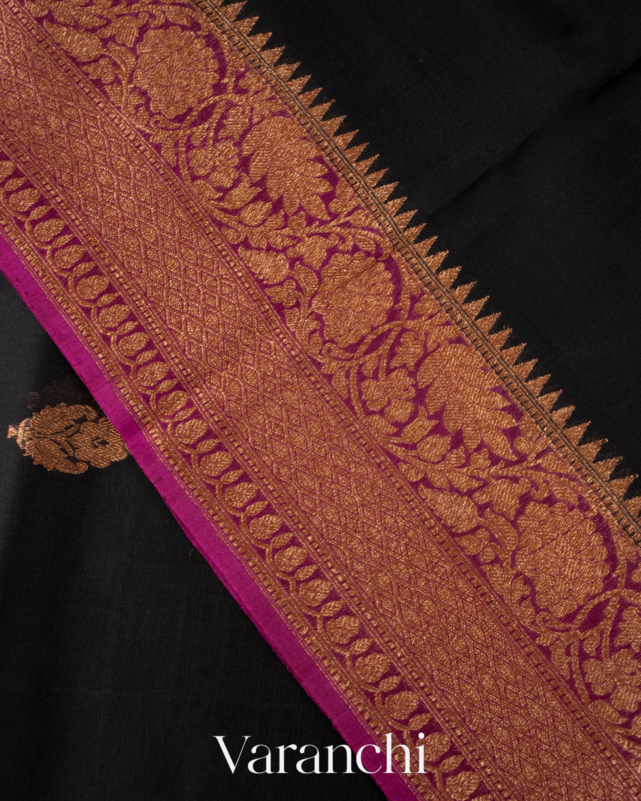 Black Pure Kora Silk Handloom Saree