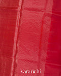 Chilly Red Striped Pure Kora Silk Saree