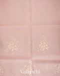 Blush Pink Embroidered Pure Kora Silk Saree