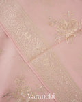 Blush Pink Embroidered Pure Kora Silk Saree
