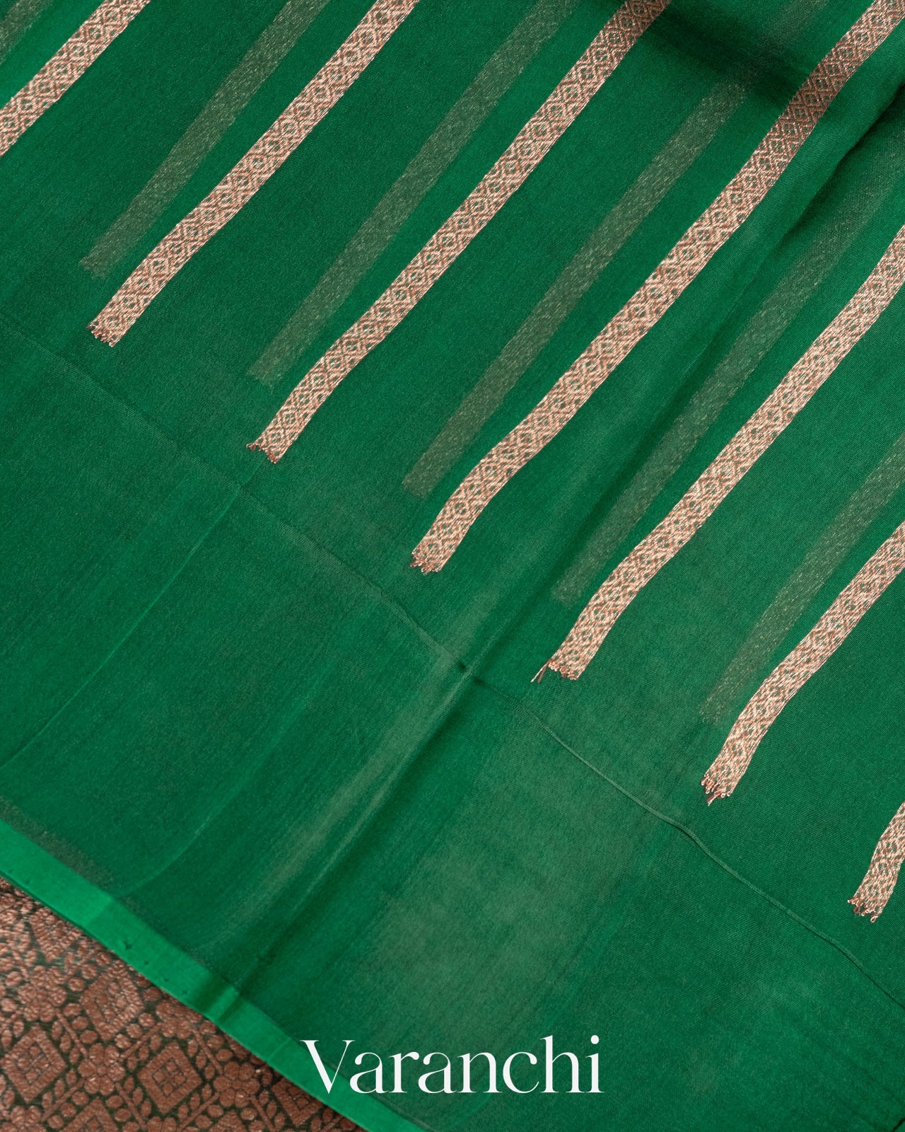Deep Green Heavy Brocade Pure Kora Silk Handloom Saree