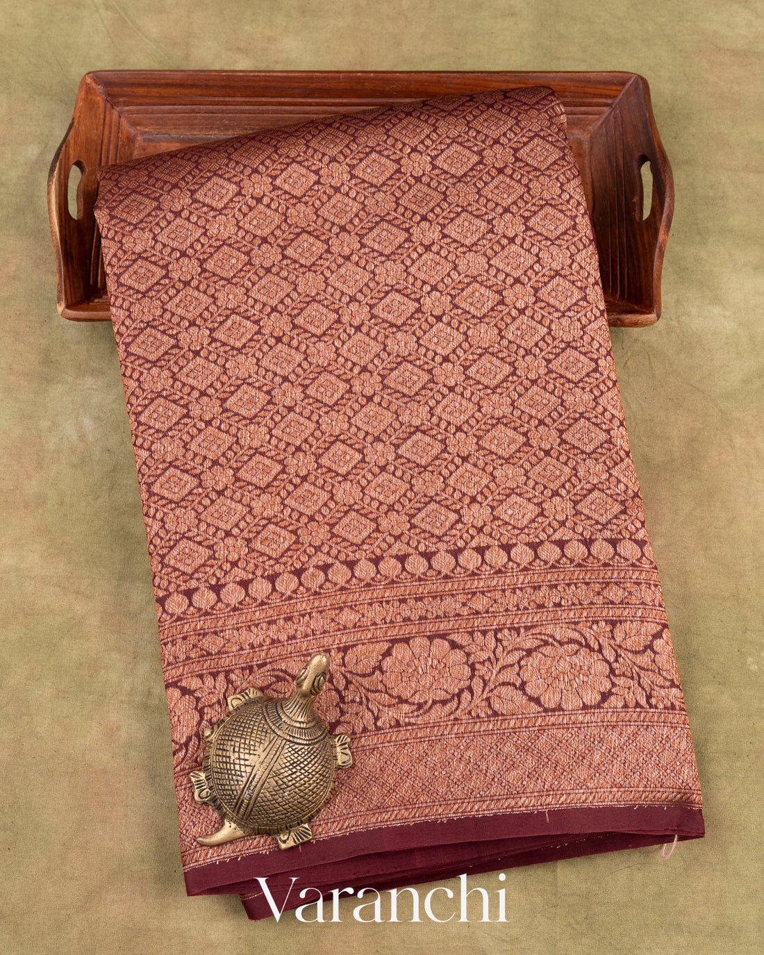Maroon Heavy Brocade Pure Kora Silk Handloom Saree