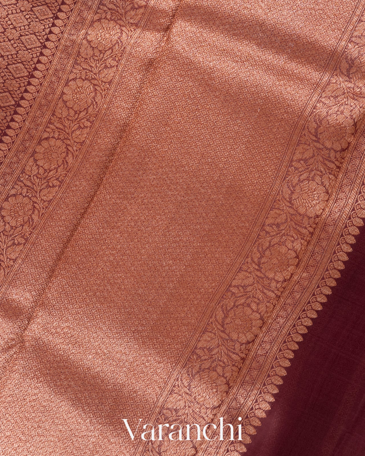 Maroon Heavy Brocade Pure Kora Silk Handloom Saree