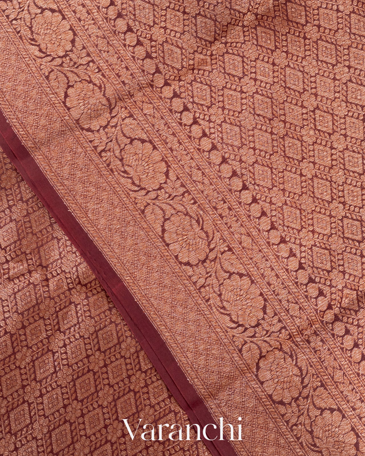 Maroon Heavy Brocade Pure Kora Silk Handloom Saree