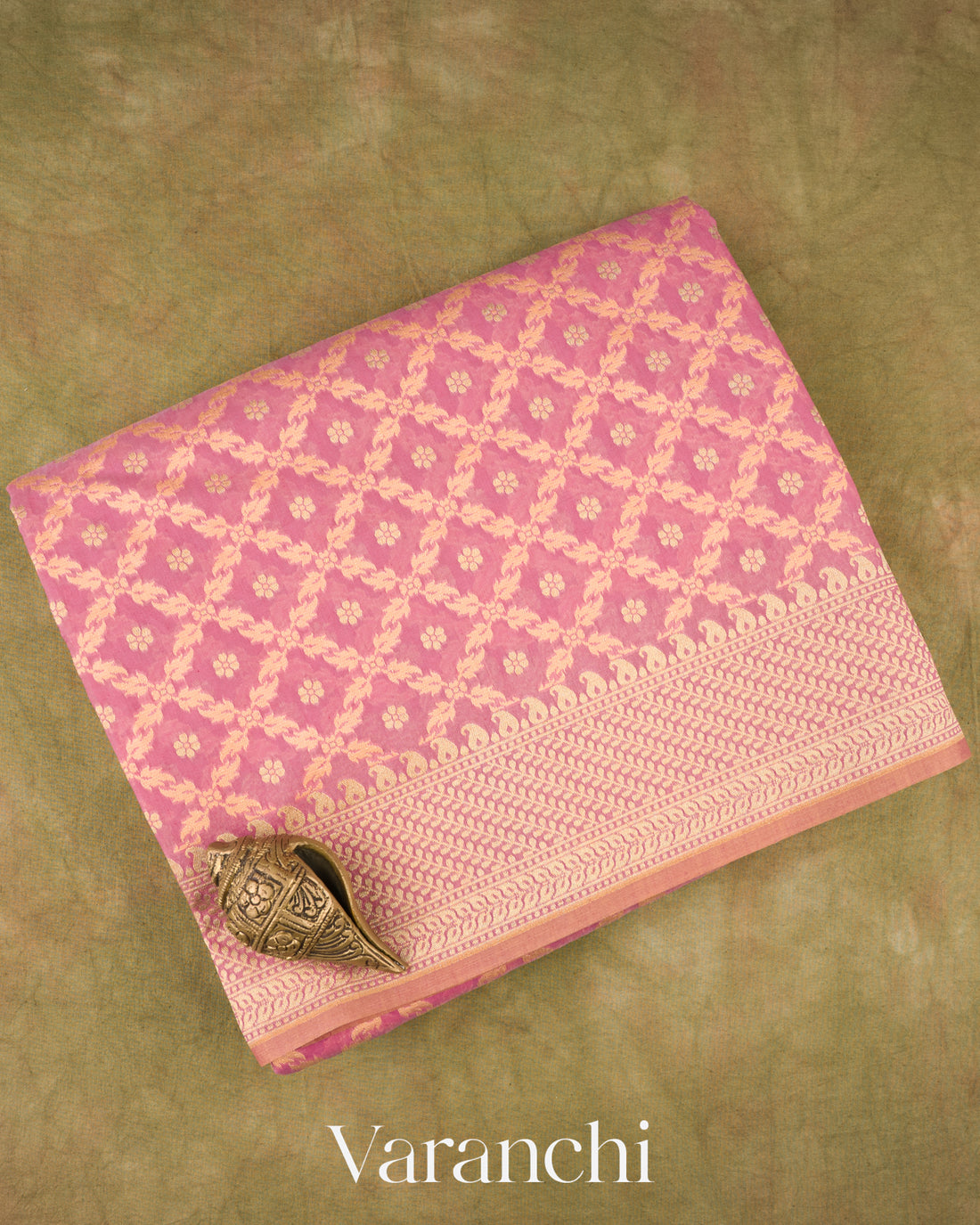 Baby Pink Jamdani Pure Kora Silk Cotton Saree