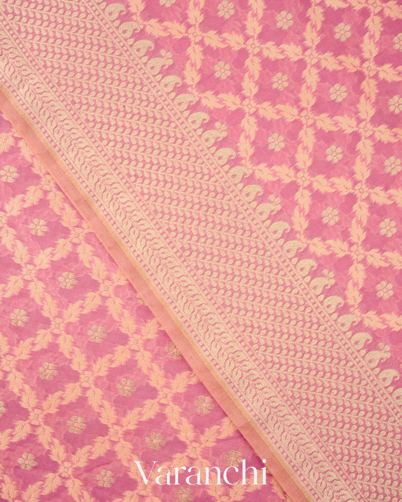 Baby Pink Jamdani Pure Kora Silk Cotton Saree