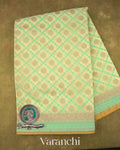 Butter Yellow Checkered Jamdani Pure Kora Silk Cotton Saree
