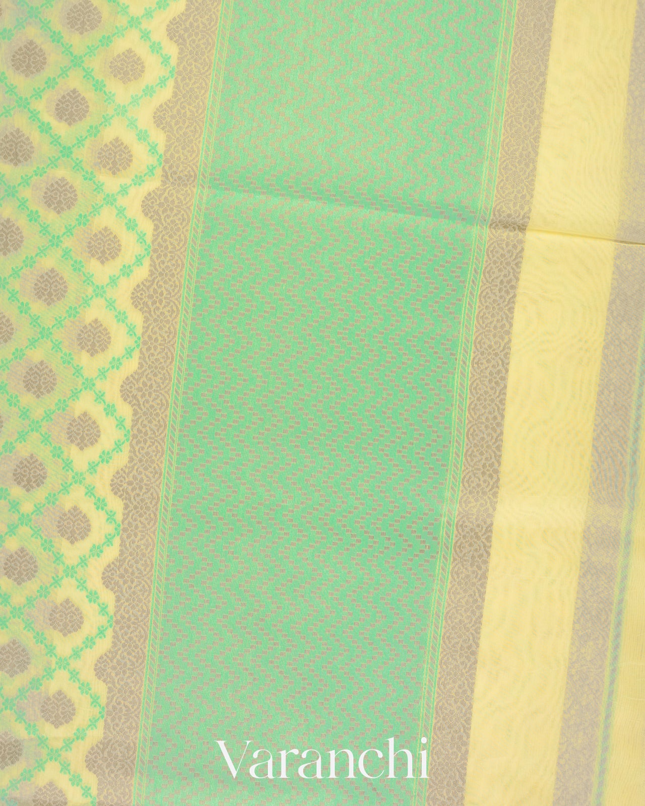 Butter Yellow Checkered Jamdani Pure Kora Silk Cotton Saree