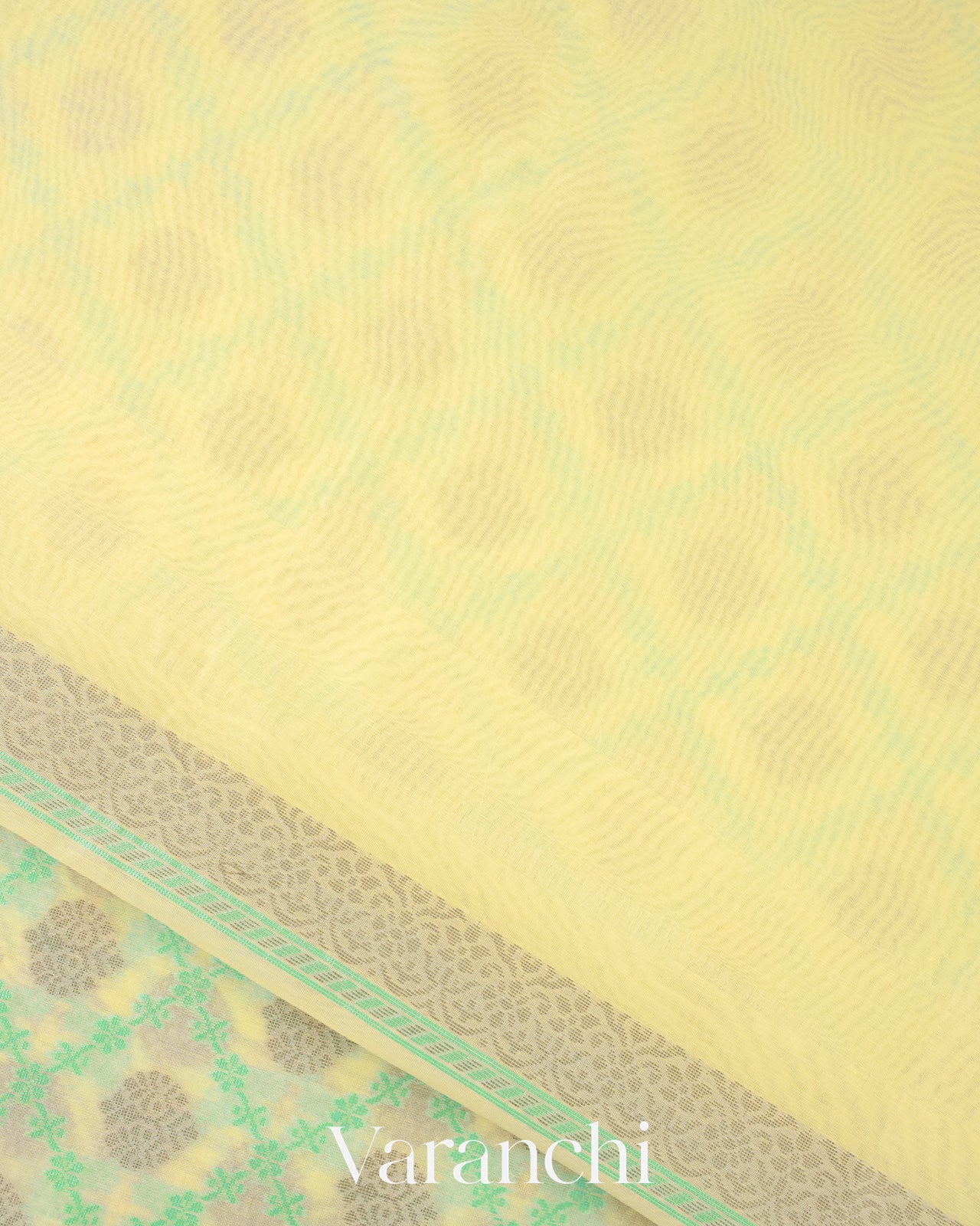 Butter Yellow Checkered Jamdani Pure Kora Silk Cotton Saree