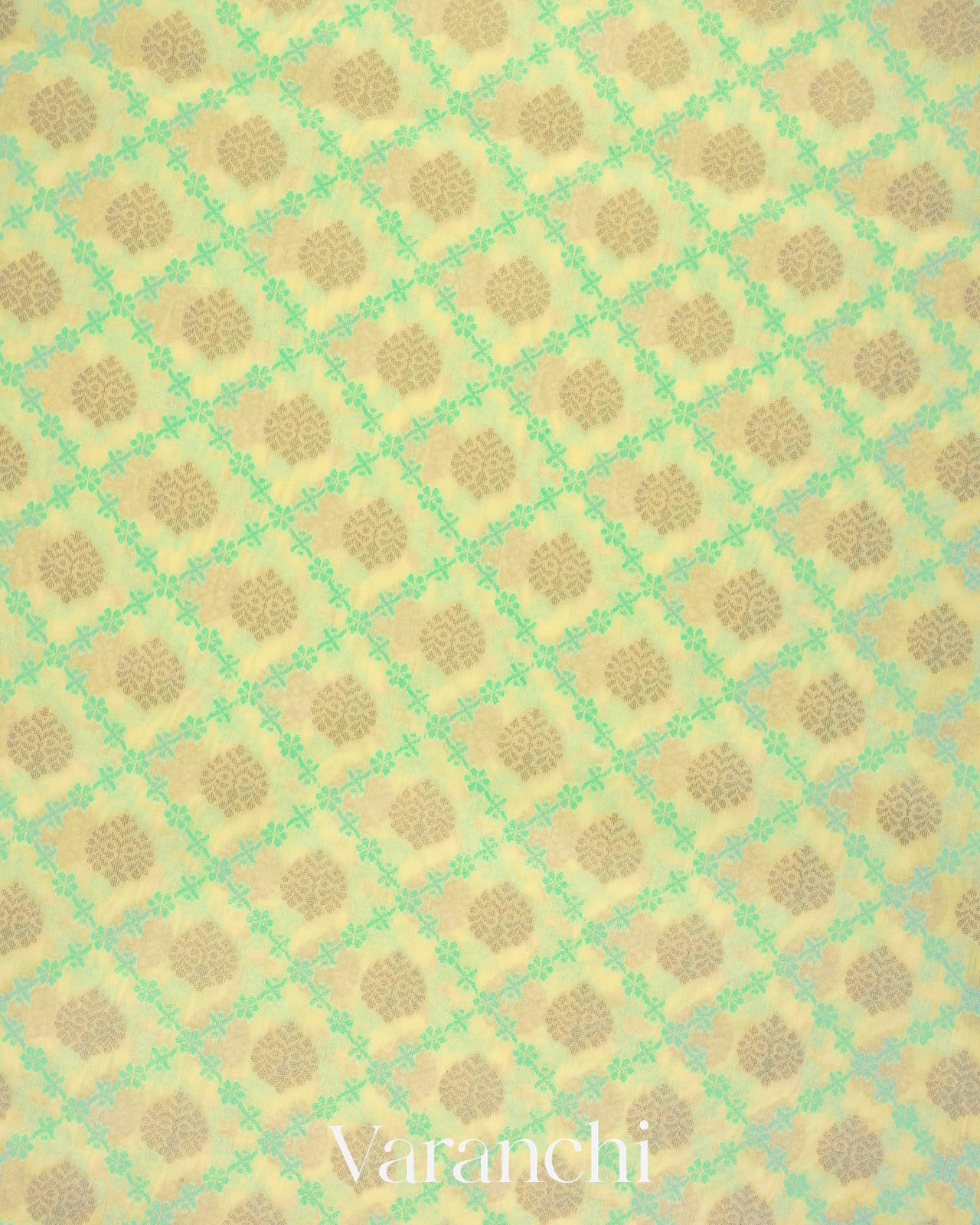 Butter Yellow Checkered Jamdani Pure Kora Silk Cotton Saree