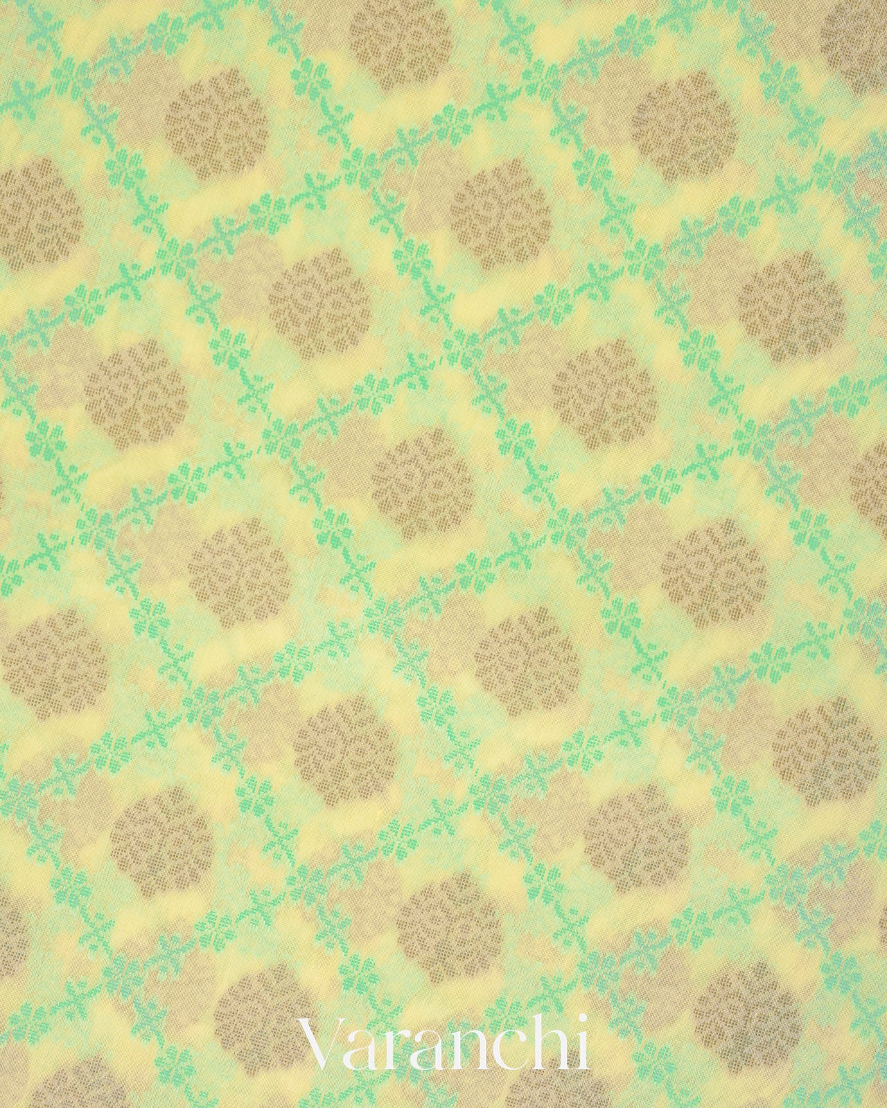 Butter Yellow Checkered Jamdani Pure Kora Silk Cotton Saree