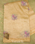 Golden Yellow Pure Crush Tissue Embroidered Kora Silk Saree