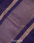 Navy Blue Pure Crush Kora Silk Saree