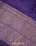 Navy Blue Pure Crush Kora Silk Saree