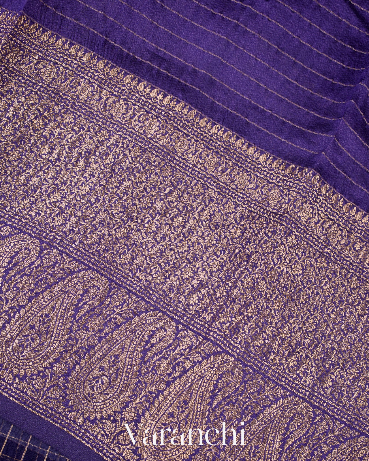 Navy Blue Pure Crush Kora Silk Saree