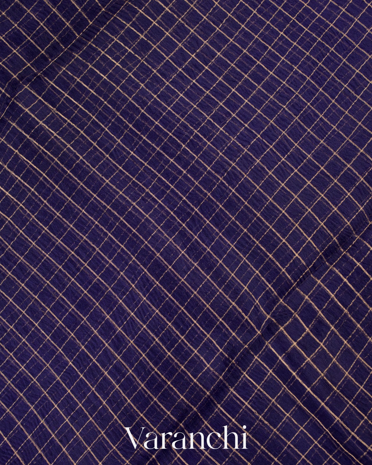 Navy Blue Pure Crush Kora Silk Saree