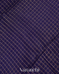 Navy Blue Pure Crush Kora Silk Saree