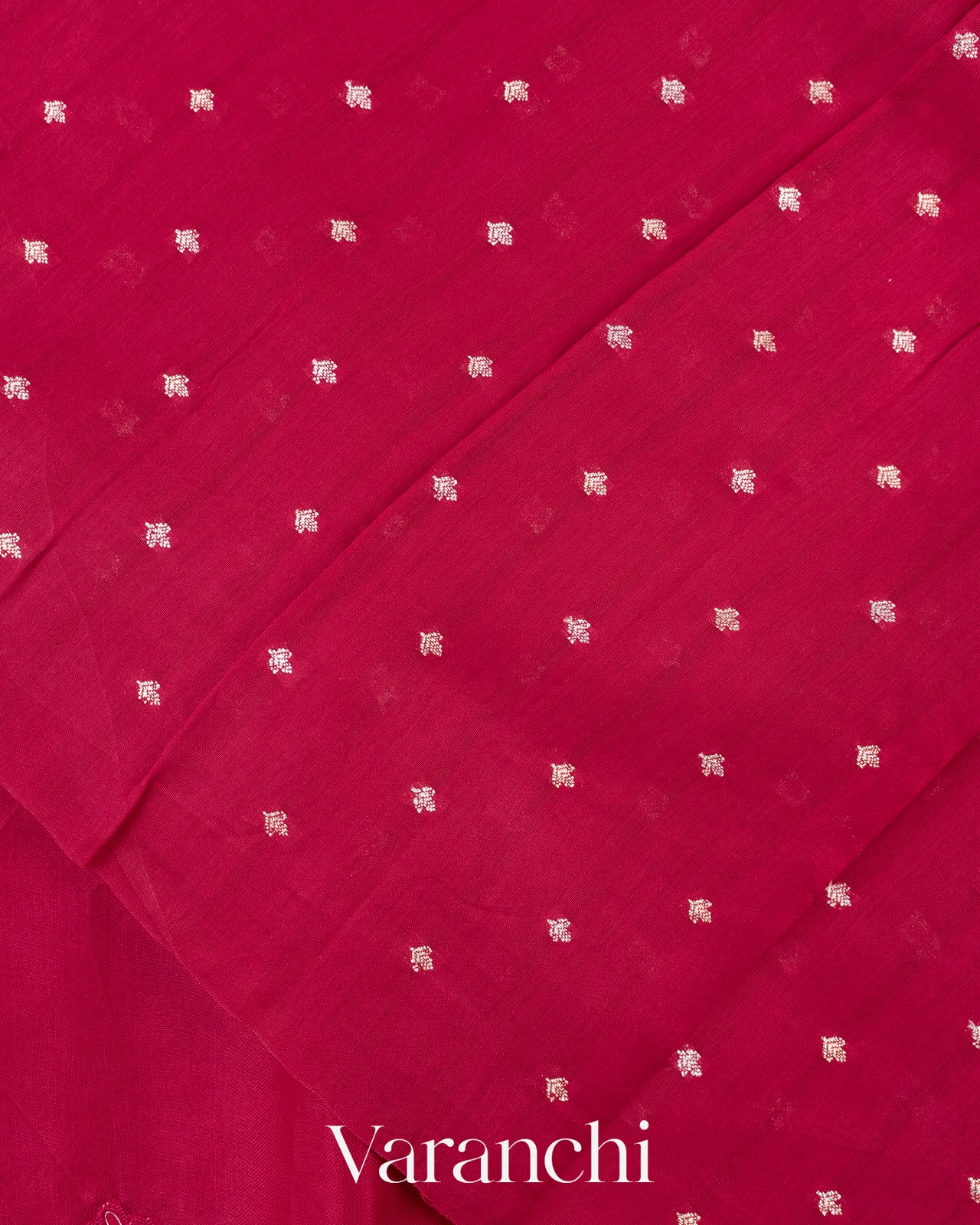 Reddish Pink Floral Applique Pure Kora Silk Saree