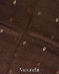 Deep Brown Digital Printed Pure Kora Silk Saree