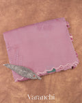 Lilac Floral Applique Pure Kora Silk Saree