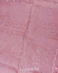 Lilac Floral Applique Pure Kora Silk Saree
