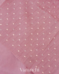 Lilac Floral Applique Pure Kora Silk Saree