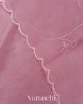 Lilac Floral Applique Pure Kora Silk Saree