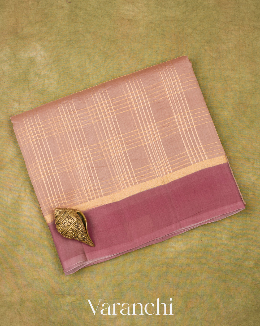Dusty Rose Pink Pure Kora Silk Handloom Saree 