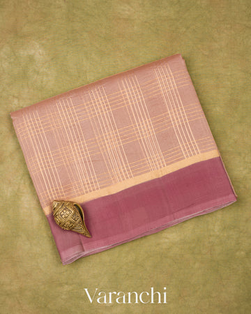 Dusty Rose Pink Pure Kora Silk Handloom Saree 