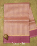 Dusty Rose Pink Pure Kora Silk Handloom Saree 