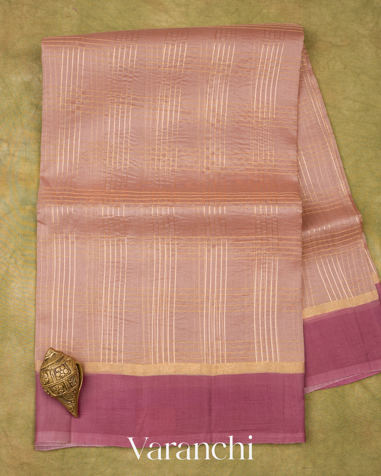 Dusty Rose Pink Pure Kora Silk Handloom Saree 