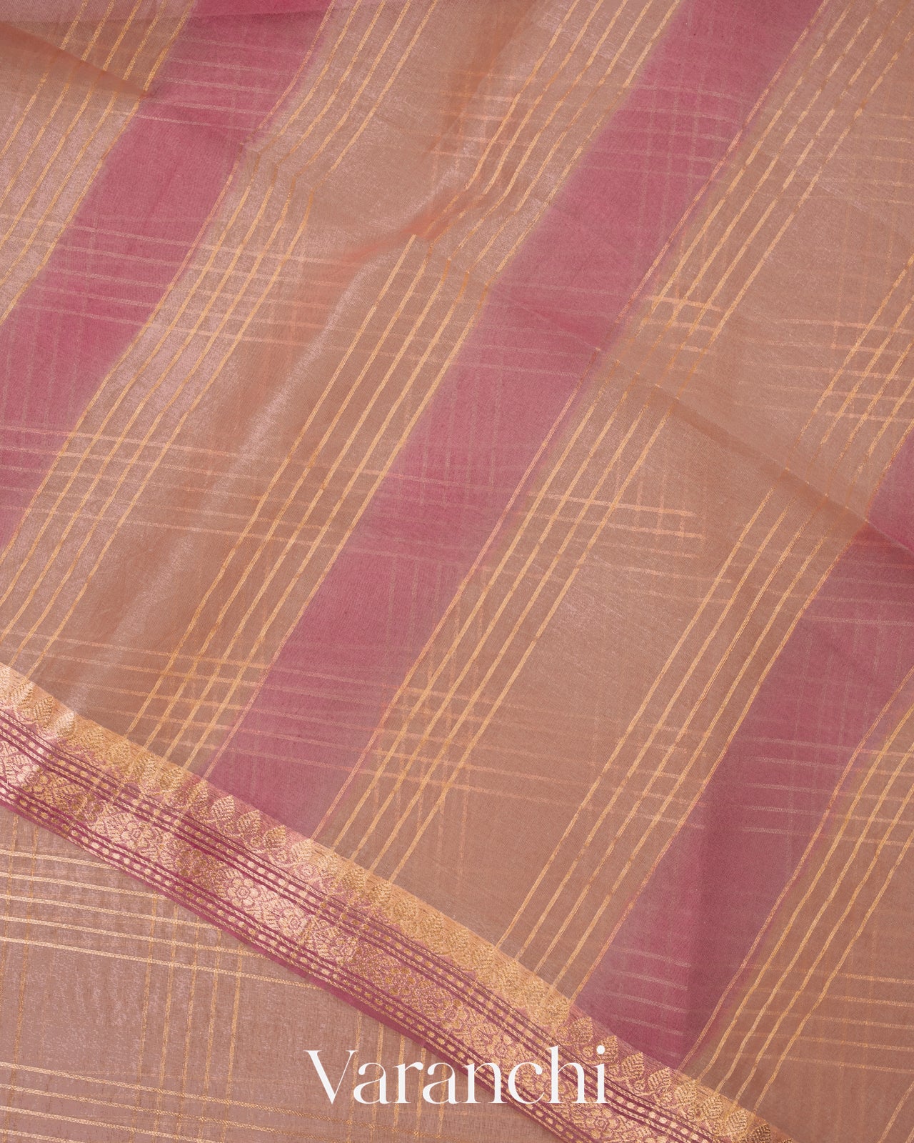 Dusty Rose Pink Pure Kora Silk Handloom Saree 