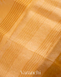 Golden Yellow Printed Pure Kora Silk Saree