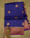 Royal Blue Pure Kora Silk Handloom Saree