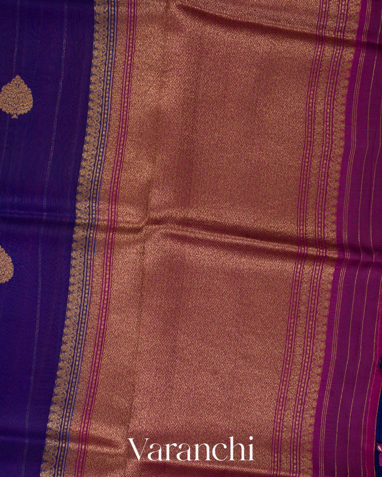 Royal Blue Pure Kora Silk Handloom Saree