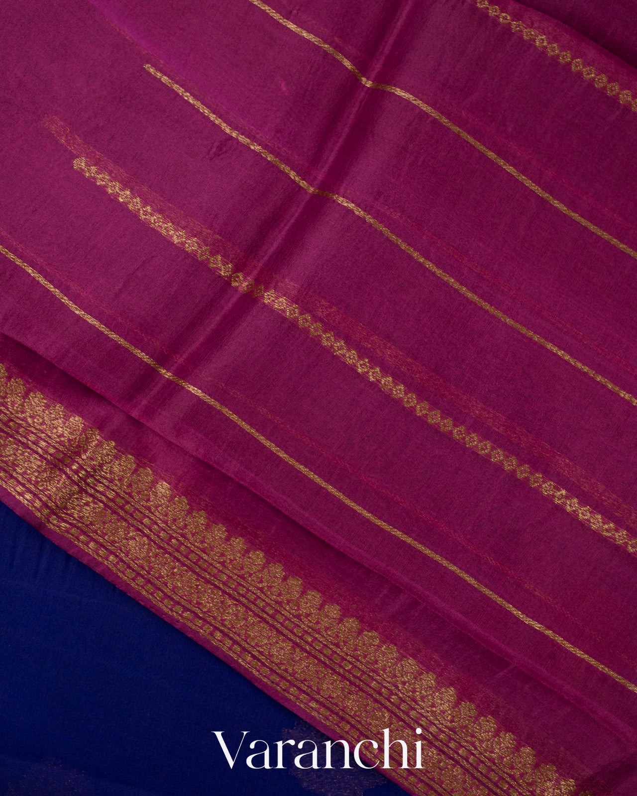 Royal Blue Pure Kora Silk Handloom Saree