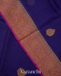 Royal Blue Pure Kora Silk Handloom Saree